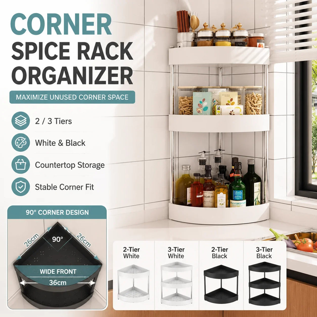 2-Tier Corner Spice Rack
