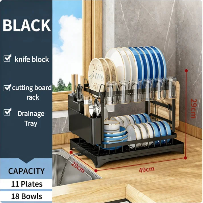 Space-Saving 2-Tier Dish Rack