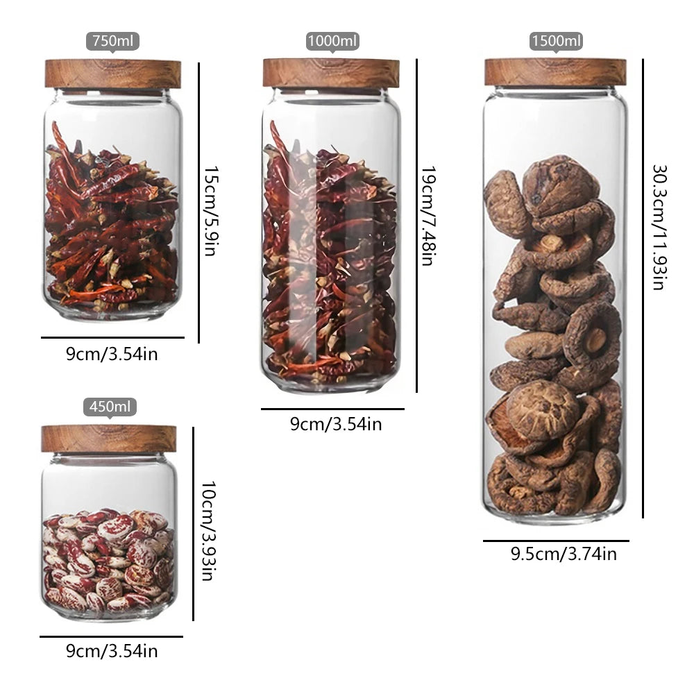 Glass Pantry Storage Jar with Wooden Lid