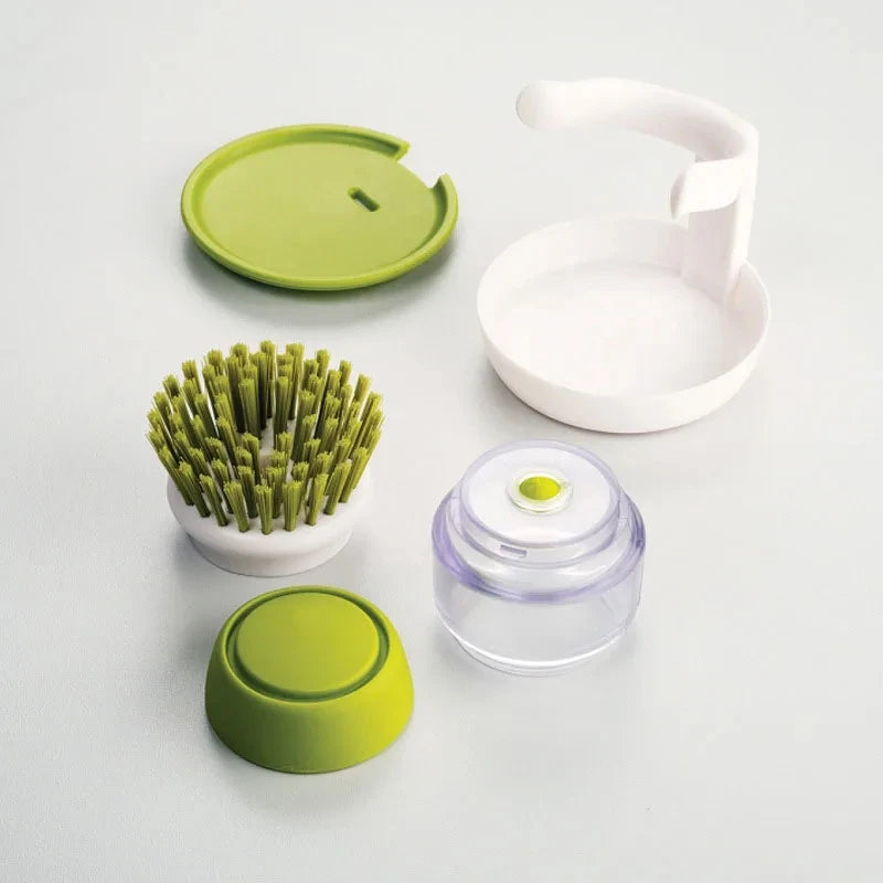 Soap-Dispensing Dish Scrub Brush