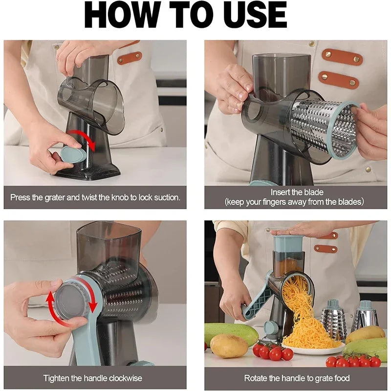 3-in-1 Rotary Cheese & Vegetable Grater