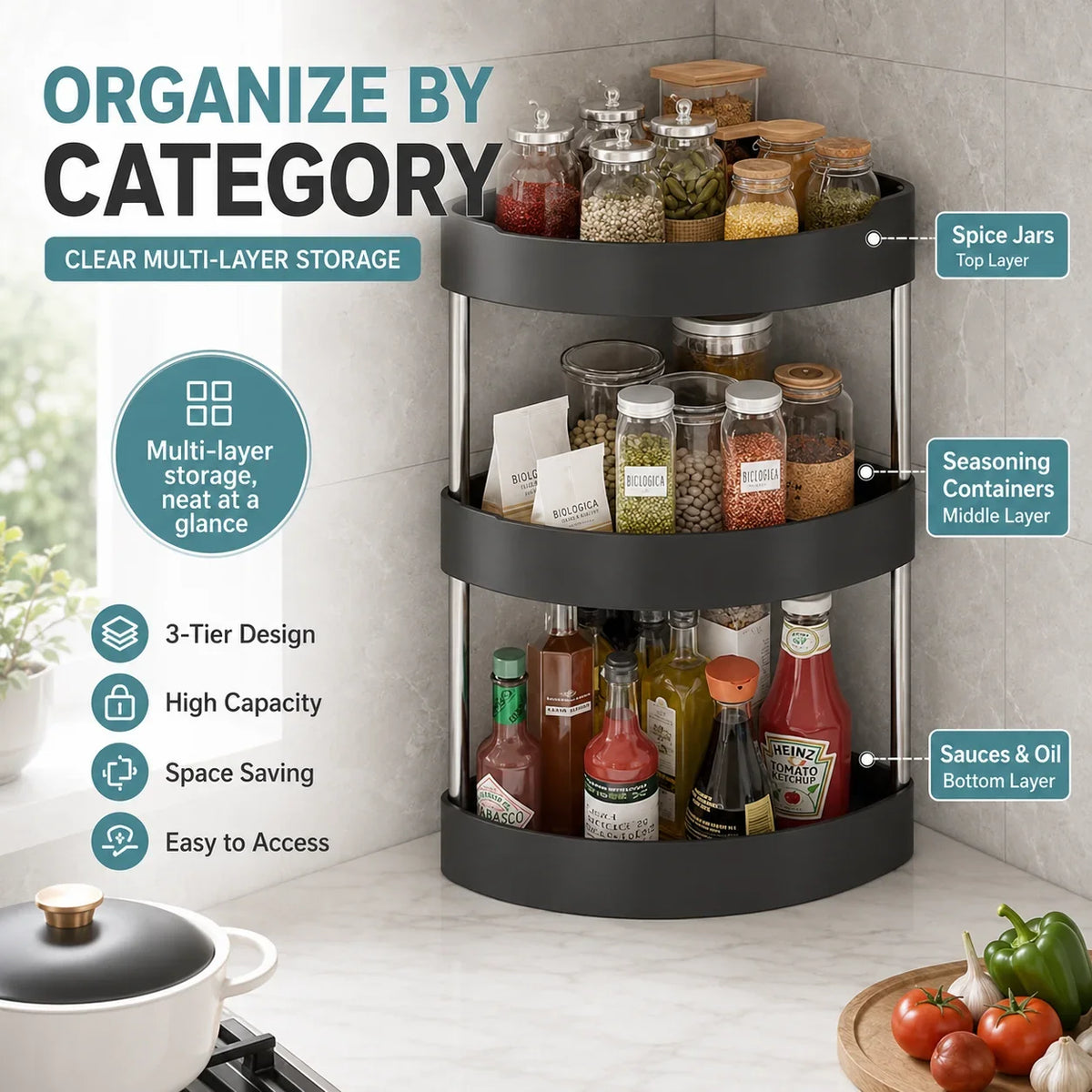 2-Tier Corner Spice Rack