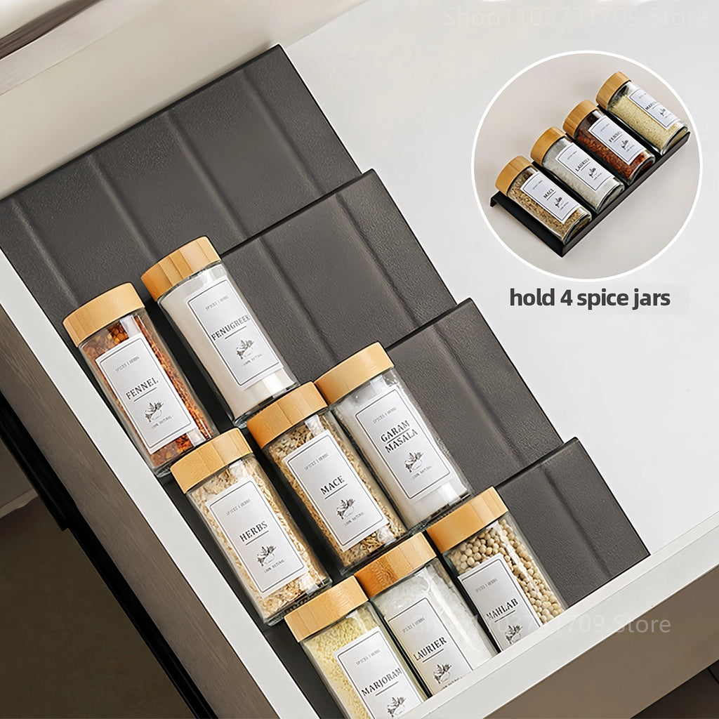 4-Tier Adjustable Spice Drawer Organizer