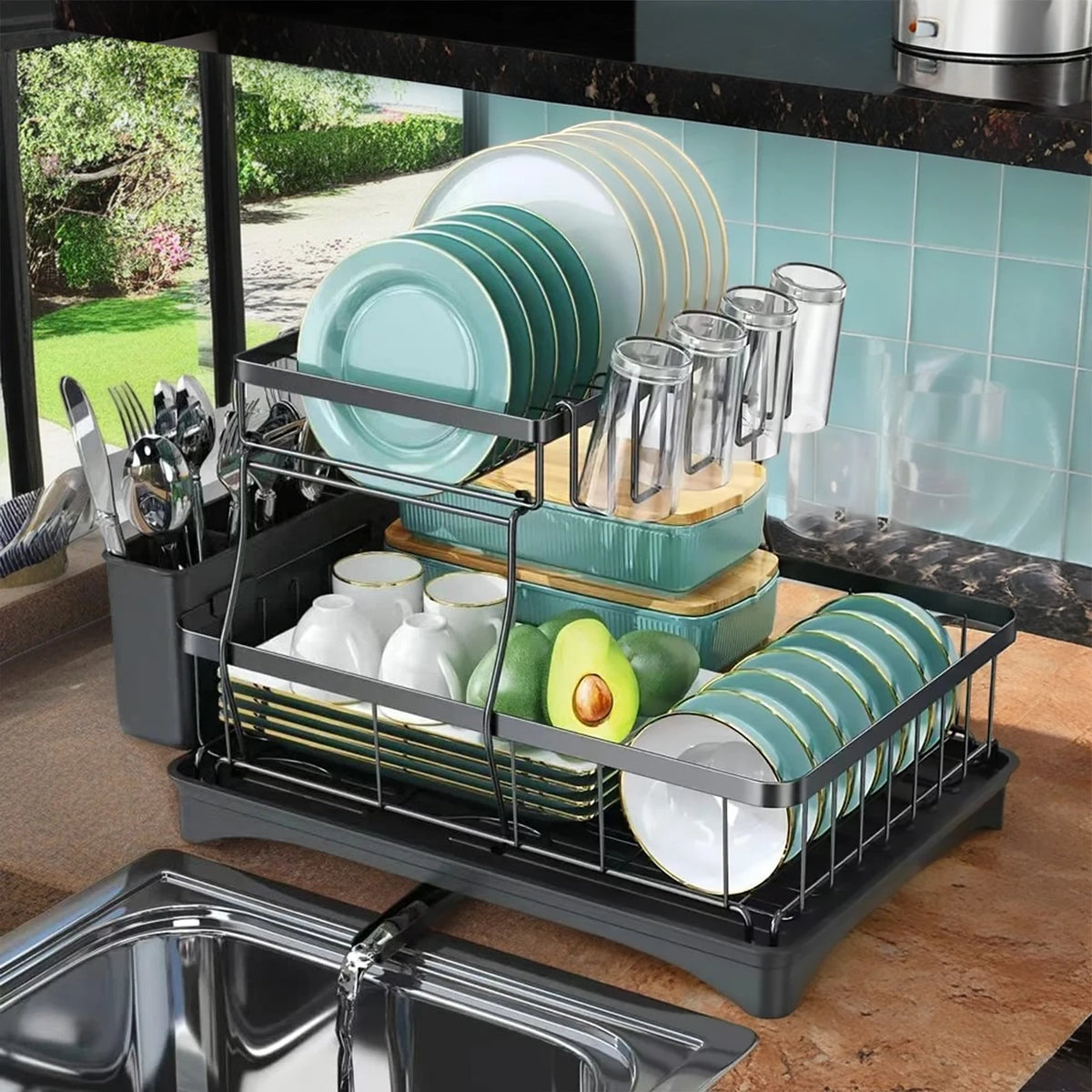 2-Tier Large-Capacity Dish Drying Rack