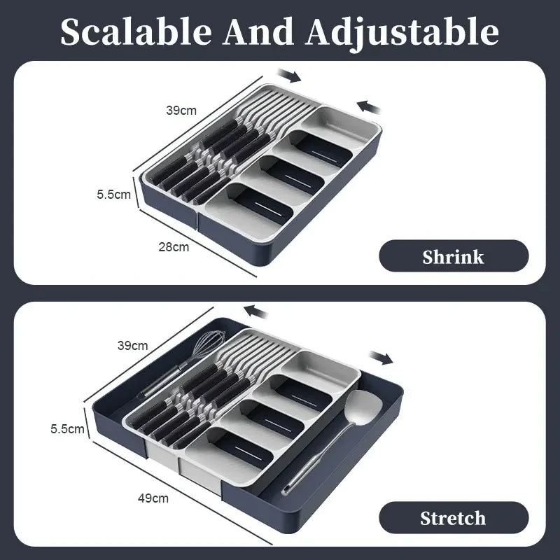 Expandable Drawer Cutlery Organizer with Knife Holder