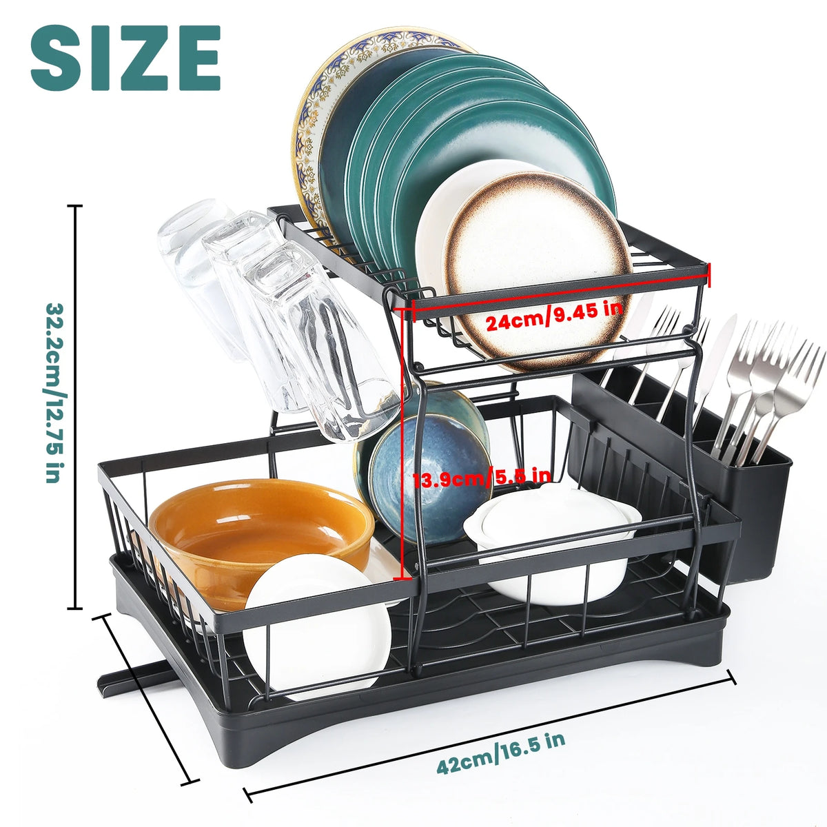 2-Tier Large-Capacity Dish Drying Rack