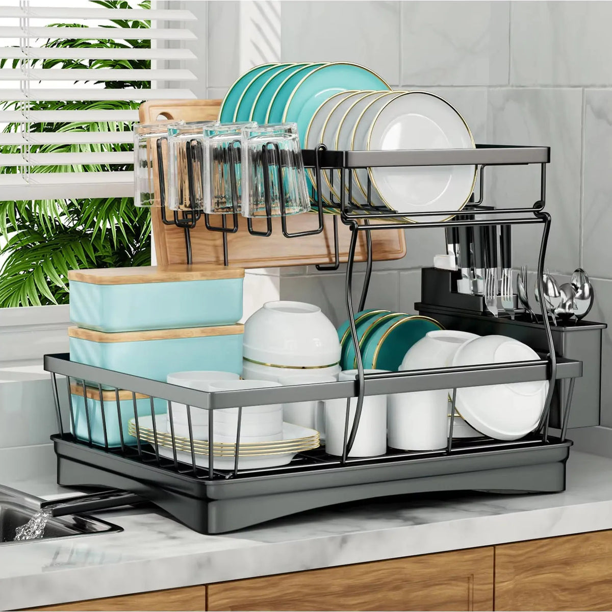 2-Tier Large-Capacity Dish Drying Rack