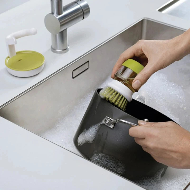 Soap-Dispensing Dish Scrub Brush