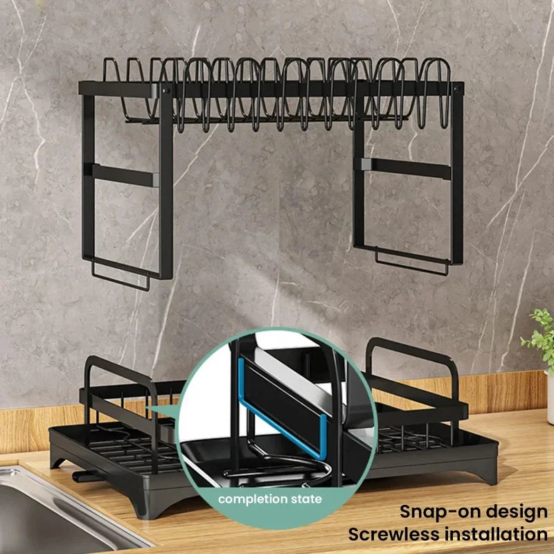 Space-Saving 2-Tier Dish Rack