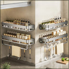 Wall-Mounted Spice Rack with Hooks