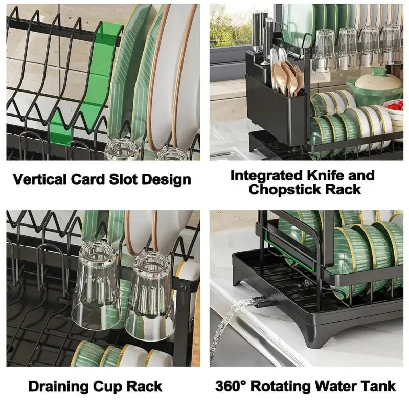 Space-Saving 2-Tier Dish Rack
