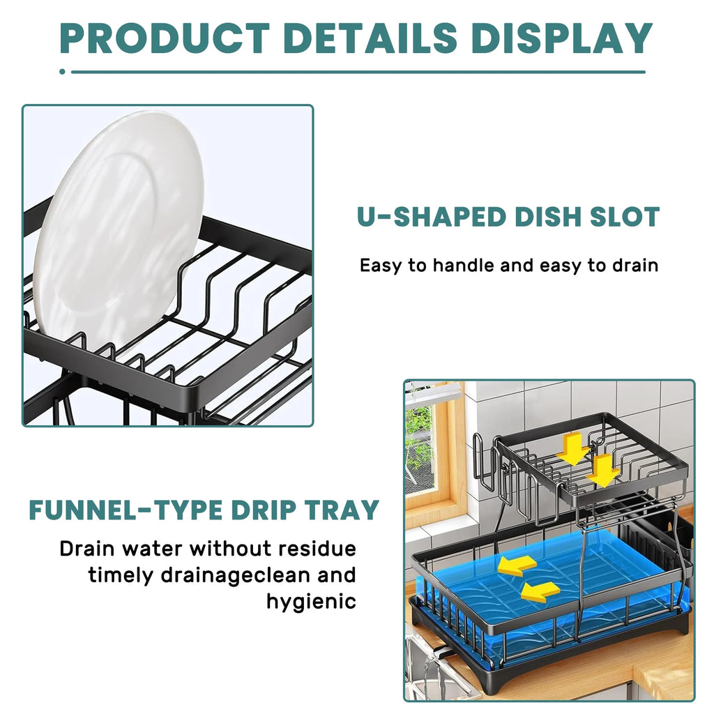 2-Tier Large-Capacity Dish Drying Rack