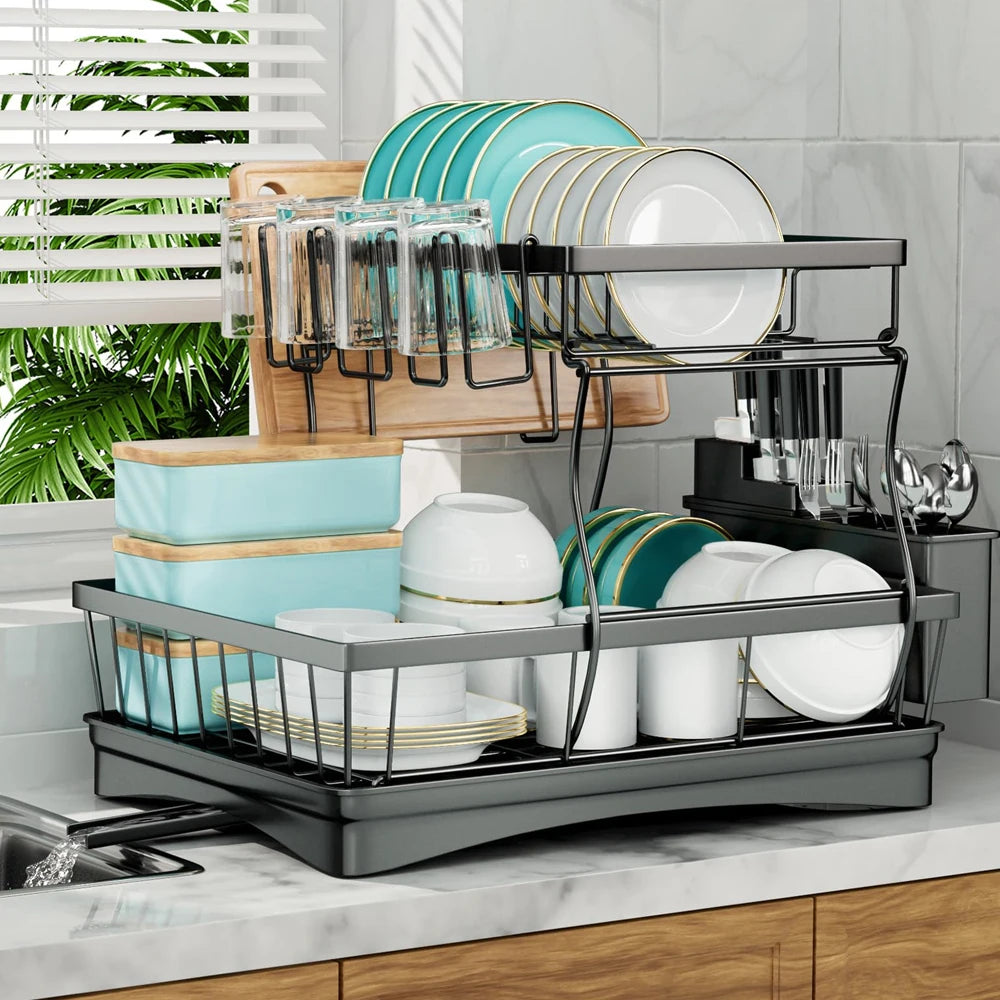2-Tier Large-Capacity Dish Drying Rack