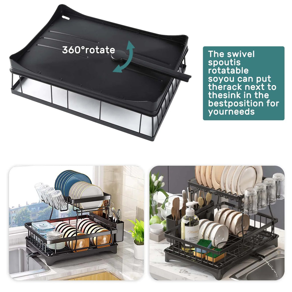 2-Tier Large-Capacity Dish Drying Rack